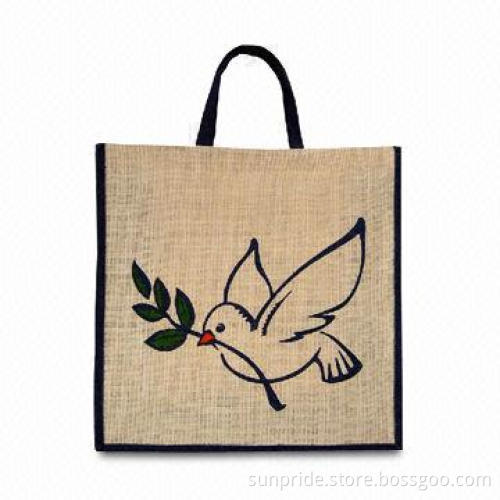 Jute Bag with Clear Poly Inner Liner for Water Resistance, with Side and Bottom Gusset